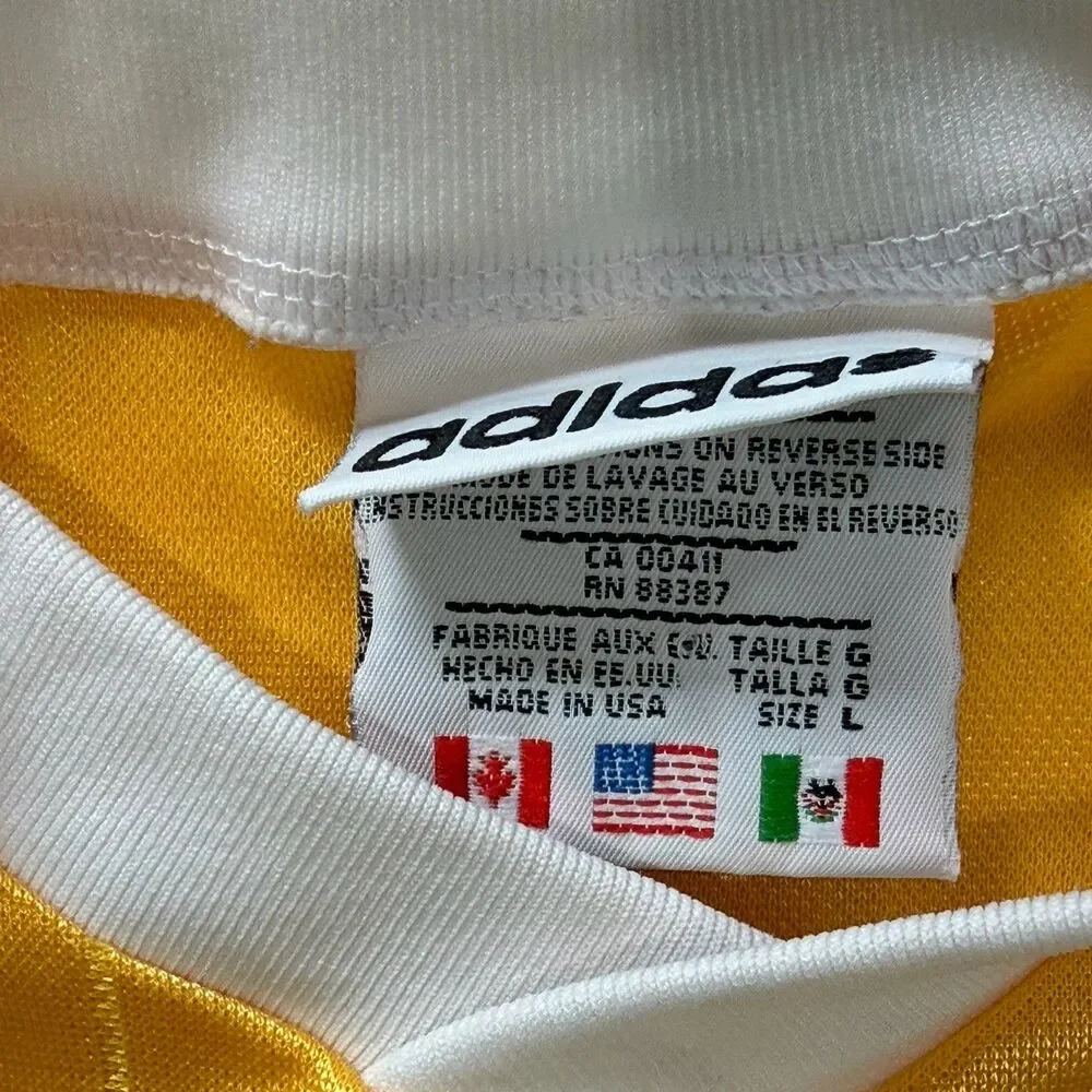 Adidas Penn #8 Futbol Soccer Jersey Men’s Large Yellow Gold Vintage USA 80s/90s